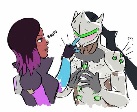 Boop ! :3 #Genji #Sombra Sombra Ow, Sombra Overwatch, Viper Valorant, Overwatch Fan Art, Overwatch, Video Games, Naruto, Ships, Fan Art