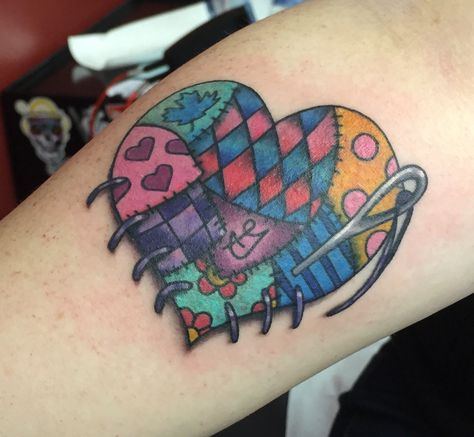 Love my new quilted heart tattoo! Stitched Heart Tattoo Design, Heart Patch Tattoo, Quilt Patch Tattoo, Quilt Tattoo Ideas, Stitched Heart Tattoo, Quilt Tattoo, Patch Tattoo, Heart Tattoo Designs, Heart Patches