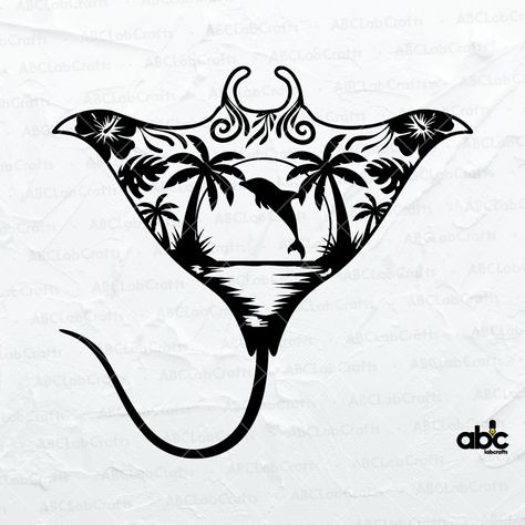 Silhouette Art Stencils, Manta Rays, Samoan Tattoo, Hawaiian Tattoo, Tattoo Stencil Outline, Beach T Shirt, Tattoo Design Book, Svg Summer, Wall Vinyl Decor