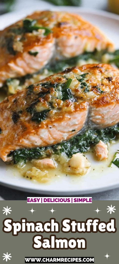 Spinach Stuffed Salmon Stuff Salmon With Spinach, Stuffed Salmon Recipes Crabmeat, Stuffed Salmon Recipes Spinach, Stuffed Salmon Recipes, Salmon Spinach Recipes, Spinach Stuffed Salmon, Spinach Salmon, Crab Stuffed Salmon, Salmon Wrap