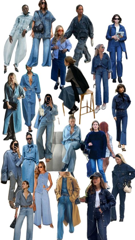 Denim On Denim Family Photos, Colored Denim Outfits, Denim Om Denim Outfit, Mixed Denim Outfits, Chambray Shirt Outfit Fall, Jean Bleu Outfit, Light Blue Jeans Outfit Aesthetic, Light Blue Outfit Ideas, All Denim Outfits For Women