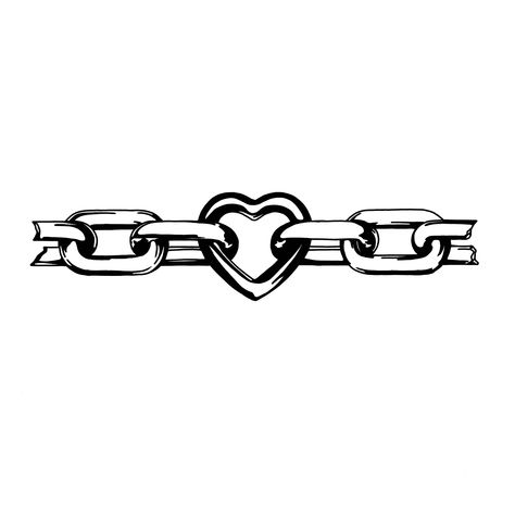 Heart With Chains Drawings, Cadenas Tattoo, Heart Chain Tattoo, Heart Flash Tattoo, Chain Tattoo Design, Tattoo Chain, Chain Drawing, Chain Tattoo, Petit Tattoo