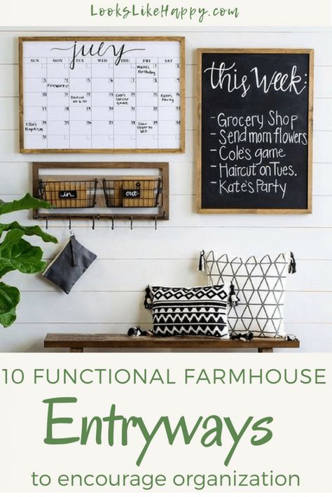 Command Center Wall, Mini Sala, Functional Farmhouse, Farmhouse Office Decor, Home Command Center, Command Centers, Family Command Center, Back To School Organization, Farmhouse Entryway