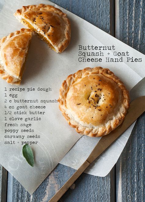 Butternut Squash Goat Cheese Hand Pies — Style Sweet Gf Crust, Thanksgiving Starters, Butternut Squash Goat Cheese, Cheese Hand Pies, Squash Goat Cheese, Savory Pastries, Squash Pie, Sweet Pies, Hand Pie