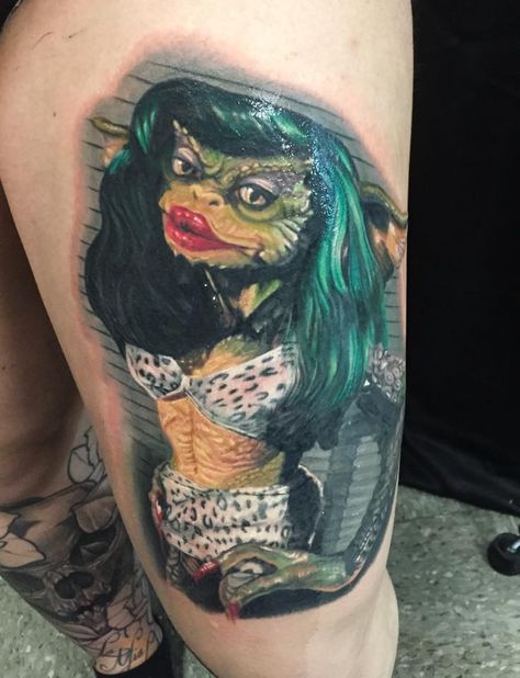 Greta Gremlin Greta Gremlin Tattoo, Gremlin Tattoo, Greta Gremlin, Skin Color Tattoos, Colour Tattoo For Women, Empowering Tattoos, Portrait Tattoos, Tattoo Shirts, Body Modification