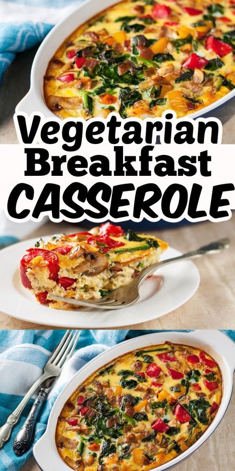 Easy Vegetarian Breakfast, Vegetarian Breakfast Casserole, Healthy Vegetarian Breakfast, Vegetarian Brunch, Yummy Casserole Recipes, Vegetarian Casserole, Brunch Casserole, Vegetarian Breakfast Recipes, Healthy Breakfasts