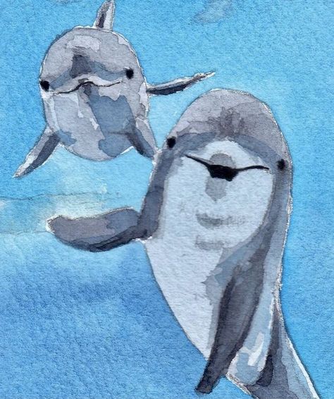 Dolphin Paintings, Sea Creatures Drawing, Dolphin Drawing, Dolphin Painting, Coastal Watercolor, Sea Creatures Art, Dolphin Art, Posca Art, Arte Van Gogh