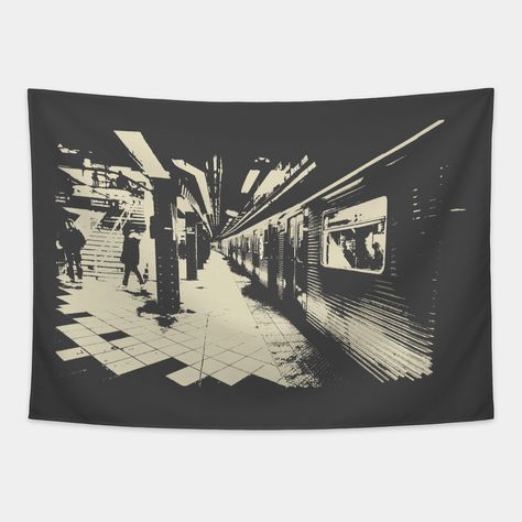 Subway in NYC -- Choose from our vast selection of tapestries to match with your desired size to make the perfect custom tapestry. Pick your favorite: Movies, TV Shows, Art, and so much more! Available in small, medium, large. Perfect for decorations in apartments, bedrooms, and dorm rooms. Cozy Tapestry Bedroom, Men’s Bedroom Posters, Gothic Tapestry Bedroom, Dorm Decor Ideas Wall Decorations, Black Tapestry Bedroom, Emo Tapestry, Men’s Wall Decor, Punk Tapestry, Street Style Room Decor