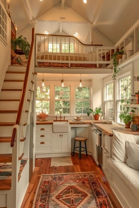 Tiny House Cottage, Tiny House Bedroom, Small Cottage Homes, Tiny House Interior Design, Tiny House Loft, Tiny House Layout, Mini Home, Tiny House Inspiration, Tiny House Decor