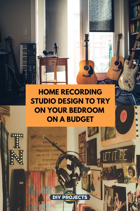 Assuming you have all the musical instruments and recording materials you need, it’s time to have a home recording studio design that can fit your needs and can be easy on the pocket for your bedroom! 🎸🎧💻 Click the pin to check out the full #DIYProjects guide! Music Studio Home Ideas, Home Music Recording Studio, Bedroom Studio Music, Bedroom Music Studio Ideas, Small Recording Studio Design, Home Recording Studio Design, Recording Studio Design Home, Music Studio Room Design, Studio Recording Room