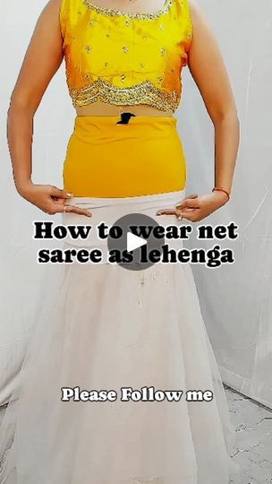 Net Saree Wearing Styles Ideas, How To Wear Net Saree, Net Saree Look, Dress Out Of Saree, Drape Skirts Indo Western, Saree Draping Styles Wedding, Saree As Lehenga, Saree Wearing Styles, Saree Wearing