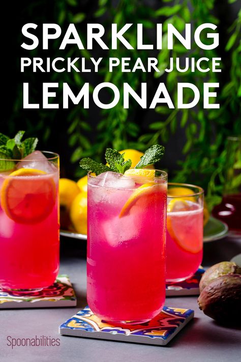 Prickly Pear Non Alcoholic Drinks, Prickly Pear Punch, Prickly Pear Vodka Recipes, Prickly Pear Syrup Drinks, Prickly Pear Mocktail, Prickly Pear Vodka Drinks, Prickly Pear Drink Recipes, Prickly Pear Drinks, Cactus Lemonade