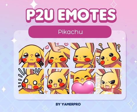 8 Cute Adorable Pikachu Emote Pack | Memes | Kawaii Stickers | For Discord, Twitch, Youtube, Streaming | P2U Pikachu Emotes, Stickers For Discord, Pokemon Emotes, Frog Emotes, M Drawing, Fnaf Wallpaper, Cute Emotes, Emotes Twitch, Cute Pikachu