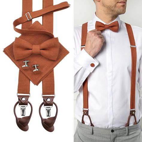 Linen Accessories, Men Wedding Accessories, Leather Bow Tie, Tall Person, Pre Tied Bow Tie, Orange Tie, Leather Bow, Colored Pants, Pocket Squares