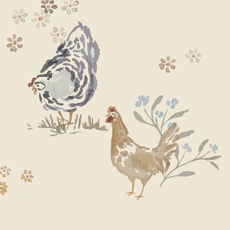 Chicken Coop Wallpaper, Chicken Wallpaper Iphone, Chicken Nursery, Chickens Wallpaper, Farm Wallpaper, Wallpaper Cream, Whimsical Wallpaper, Wallpaper View, Chicken Wallpaper