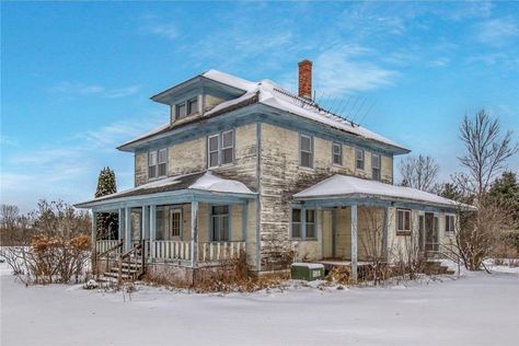 Circa 1920 Wisconsin Handyman Special Farmhouse For Sale W/Outbuildings on 4.2 Acres $190,000 - Country Life Dreams Wisconsin Farmhouse, Maple Wood Flooring, Life Dreams, Pole Buildings, Hobby Farm, Hobby Farms, Maple Wood, Property Listing, Country Life