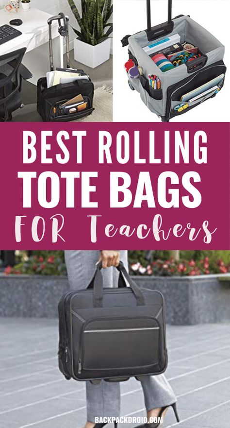 Rolling Bags For Teachers, Best Teacher Bags, Rolling Backpacks For School, Teaching Bag, Rolling Laptop Bag, Rolling Tote Bag, School Storage, Bags And Totes, Rolling Tote