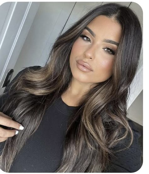 Black Hair Balayage Straight, Dark Brunette Balayage Hair, Hair 2025, Black Hair Balayage, Brown Hair Inspo, Brunette Balayage, Natural Highlights, Black Hair With Highlights, Gorgeous Hair Color