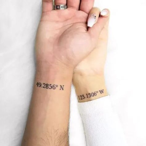 Distance Tattoos, Small Shoulder Tattoos, Simple Tattoos For Guys, Relationship Tattoos, Couple Tattoos Unique, Tattoo Signs, Bff Tattoos, Matching Couple Tattoos, Friendship Tattoos