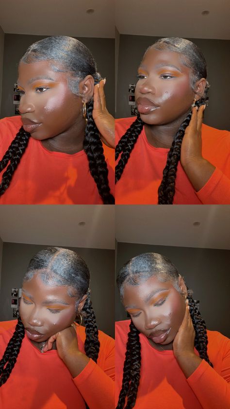 Side Part Pigtail Braids, Double Braided Pigtails Black Women, 2 Pigtails Black Women, Double Pigtail Braids, Low Pigtail Hairstyles Black Women, Pigtail Braids Black Women, Women Pigtails, Braided Pigtails Black Women, Quick Summer Hairstyles