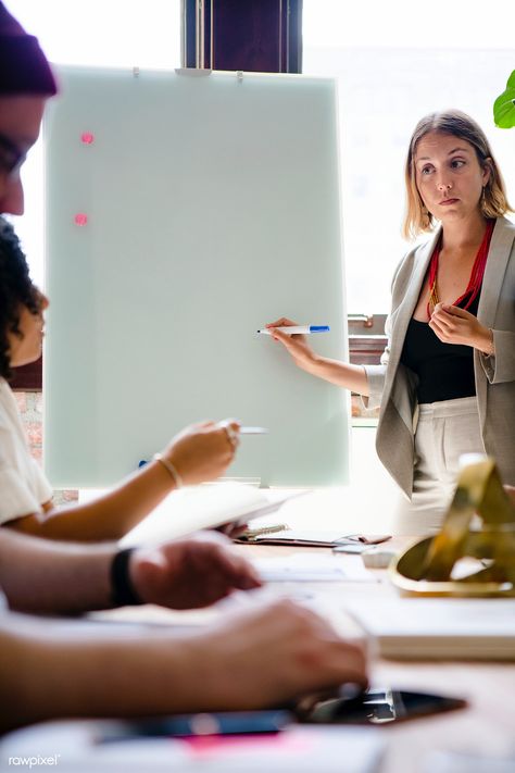 Businesswoman writing on a board in the meeting room | premium image by rawpixel.com / McKinsey Meeting Room Photography, Business Meeting Photography, Meeting Photography, Promotion Work, Sales Presentation, Office People, Business Foundation, Design Mockup Free, Grant Writing