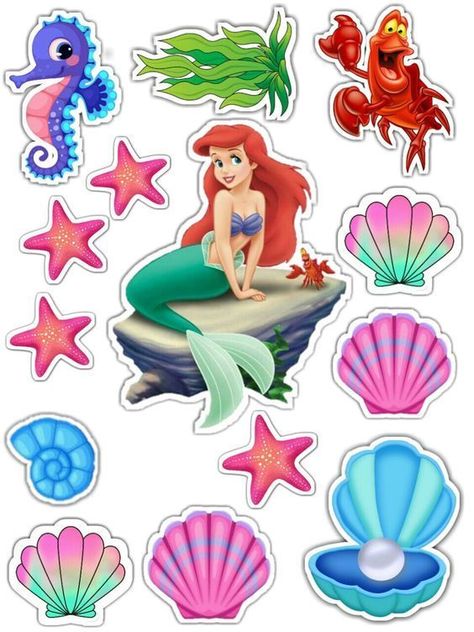 Mermaid Happy Birthday, Mermaid Theme Birthday Party, Birthday Party 982 Little Mermaid Printable Cake Topper, Mermaid Topper Printable, Mermaid Cake Topper Printable Free, Ariel Cake Topper Printable, Little Mermaid Cake Topper Printable, Mermaid Stickers Printable, Mermaid Cake Topper Printable, Ariel Topper, Mermaid Topper