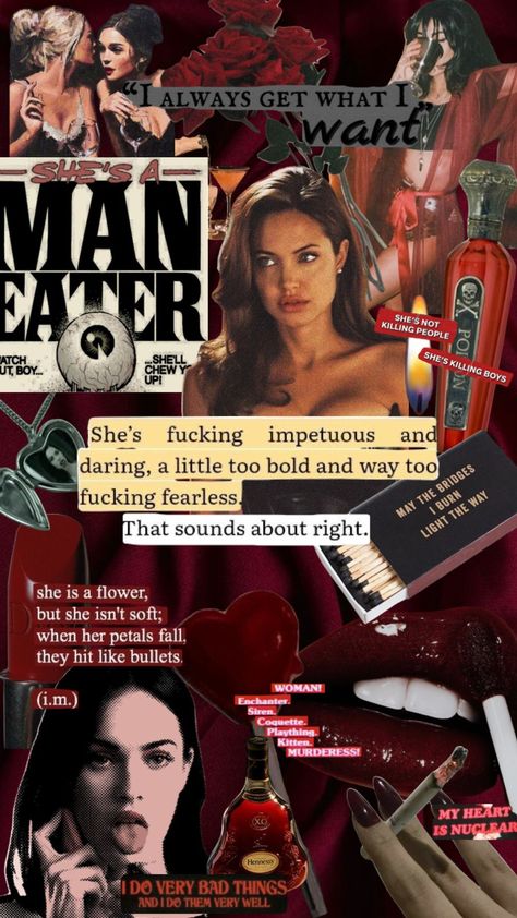 Feminine Energy Aesthetic, Magazine Collage, Jennifer's Body, Dark Feminine Aesthetic, Edgy Wallpaper, Feminine Aesthetic, Red Wallpaper, Aesthetic Collage, Red Aesthetic