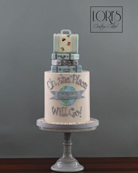 Adventure Awaits Baby Shower Cake, Travel Baby Shower Cake, Landing Soon Baby Shower Theme, Adventure Awaits Cake, Adventure Cake, Travel Cakes, Naomi Skye, Boy Shower Themes, Baby Shower Cake Designs