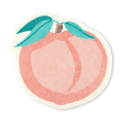 Peachy Clean, Shaped Fruit, Rug Machine, Kids Cleaning, Peach Fruit, Cotton Bath Mats, Bathroom Rugs And Mats, Peach And Green, Bath Mat Sets