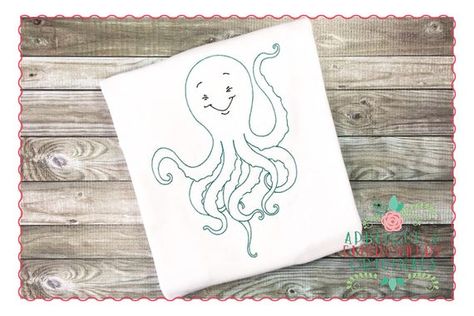 Applique and Embroidery Originals Digital Design - 289 Vintage Octopus Beach Bean Stitch Embroidery Stitch Embroidery Design, Vintage Octopus, Bean Stitch, Shirt Bag, Stitch Embroidery, Vinyl Designs, Applique Designs, Fonts Design, Embroidery Machine