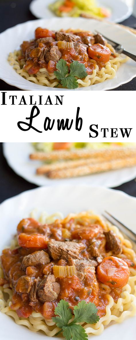 Italian Lamb Stew - Erren's Kitchen - This savory recipe makes a delicious, rich stew with lamb that just melts in your mouth! Lamb Stew Recipes, Savory Recipe, Braised Lamb, Lamb Dishes, Lamb Stew, Stew Recipe, Lamb Recipes, Stew Recipes, One Pot Meals