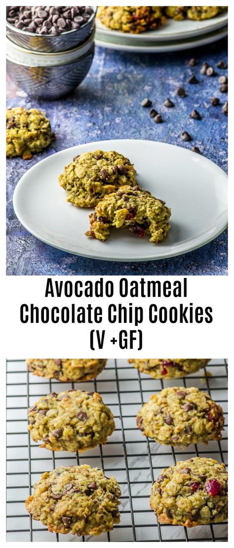 Avocado Chocolate Chip Cookies, Avocado Cookies Recipes, Avocado Cookies Healthy, Avocado Biscuits, Avocado Oatmeal, Avocado Cookies, Breakfast Avocado, Healthy Avocado, Keto Treats