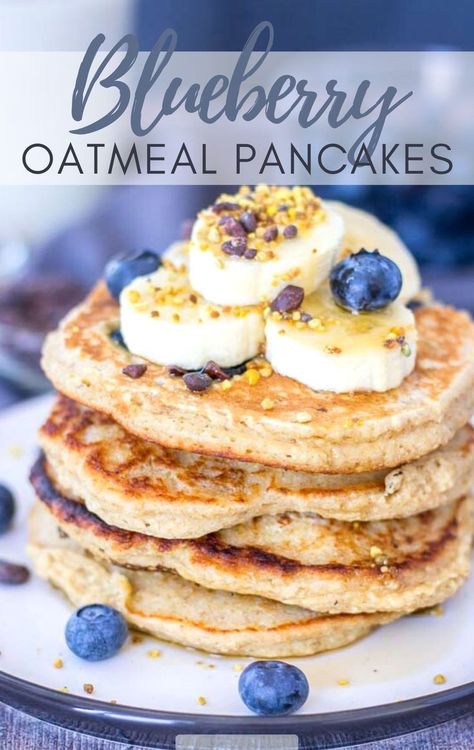 Banana Pancakes Easy, Griddle Scones, Oatmeal Banana Pancakes, Blueberry Banana Pancakes, Blueberry Oatmeal Pancakes, Banana Blueberry Pancakes, Breakfast Bakes, Oat Breakfast, Healthy Oats