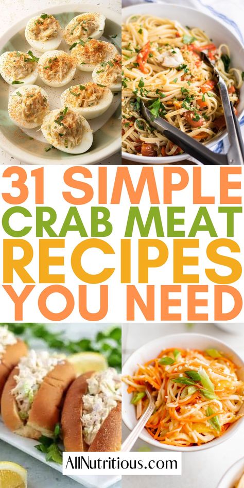 You can easily indulge in more delicious seafood recipes with ease when you make any of these flavorful crab meat dishes. These super easy crab meat recipes are perfect for the whole family to enjoy more easy recipes with crab meat. These are perfect easy dinner recipes! Recipes With Crab Meat, Easy Crab Meat Recipes, Recipes With Crab, Canned Crab Recipes, Can Crab Meat Recipes, Crab Recipes Healthy, Dungeness Crab Recipes, Dungeness Crab Cakes, Canned Crab Meat