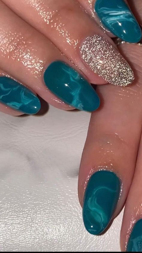 Teal Nails Gel, Nail Designs Turquoise, Teal Nail Designs Turquoise, Green Marble Nails, Teal Acrylic Nails, Turquoise Nail Designs, Nails Teal, Teal Nail Designs, 2023 Nail