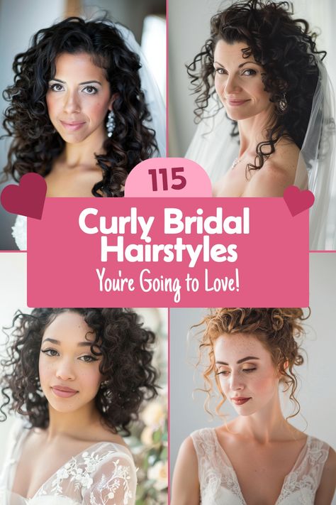 These 115 fabulous curly hair wedding ideas are all you need to look stunning on your big day! Whether you want a soft, natural style or a more intricate updo, these looks are sure to inspire. Check them out and get ready to say ‘I do’ in style. #CurlyWeddingHair #BridalHairstyles #CurlyBridalInspiration Hair Wedding Ideas, Intricate Updo, Curly Hair Wedding, Soft Natural Style, Curly Bridal Hair, Bridal Hair Ideas, Romantic Curls, Romantic Updo, Curly Wedding Hair