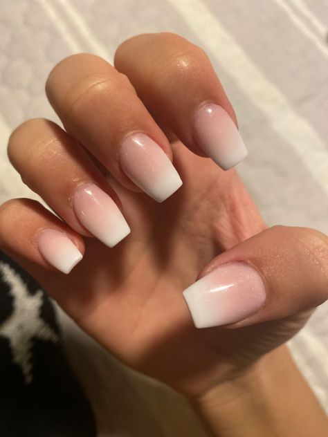 Prison Nails Design, Square Ombre French Nails, Neutral Ombre Nails Coffin, Ombre Nude Nails Short, Disney Engagement Nails, Medium Ombre Nails, Milky Ombre Nails, Ombré Square Nails, Nude And White Ombre Nails