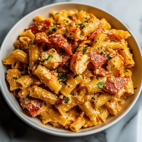 Creamy Tomato and Lobster Pasta features succulent lobster in a rich tomato cream sauce, served over al dente pasta. Lobster Pasta, Tomato Cream Sauce, Lobster Meat, Linguine, Dessert Drinks, Cream Sauce, Succulent, Cooking Recipes, Sauce