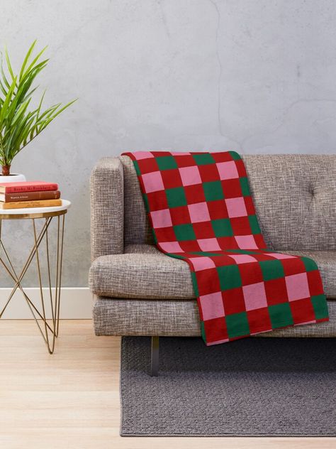 "Pink, Red and Green Checkerboard Grid Christmas Style" Throw Blanket for Sale by OneThreeSix Christmas Decor Ideas Pink And Red, Red Pink And Green Christmas, Pink Green And Red Christmas, Red Green And Pink Christmas, Pink Red Green Christmas, Pink Green Red Christmas, Pink Red And Green Christmas, Winter Baby Birthday Party, Winter Baby Birthday