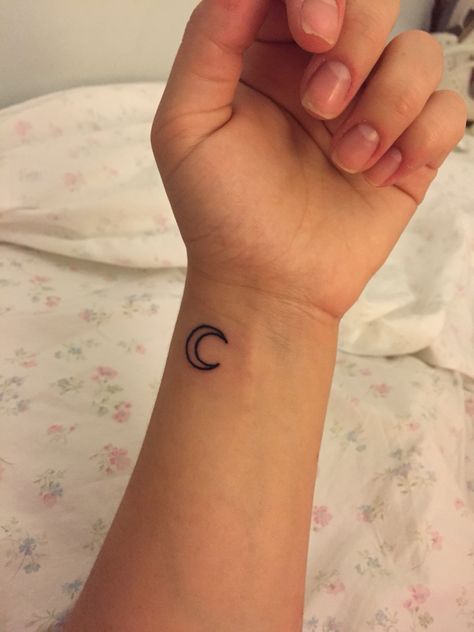 19th Birthday Tattoos, Crescent Moon Tattoo, Birthday Tattoo, 19th Birthday, Moon Tattoo, Crescent Moon, Wrist Tattoos, Future Tattoos, Infinity Tattoo