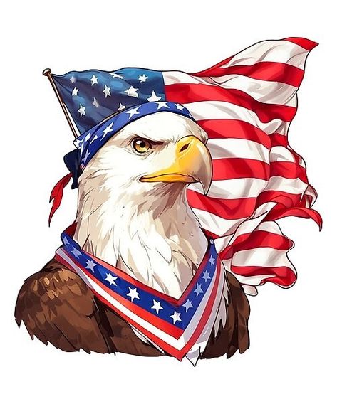 See the strong and proud bald eagle wrapped in an American flag. This patriotic picture shows the spirit of the USA and is perfect for anyone who loves America and its symbols. Flag Of America, Patriotic Animals, Eagle Holding Flag, American Flag With Eagle, Flag Artwork, Horse And American Flag, Patriotic Eagle, American Flag Eagle, Patriotic Pictures