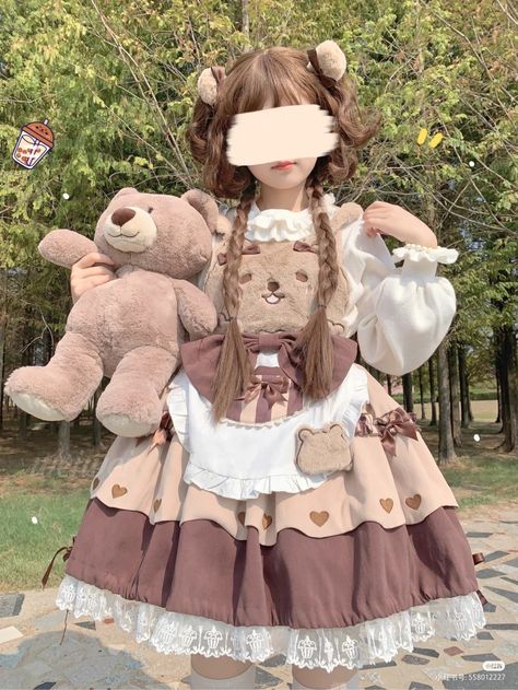 Bear Outfit Women, Animal Themed Outfits, Bunny Inspired Outfit, Cute Feminine Outfits, Sirens Fashion, Bear Outfit, Kawaii Outfits, 2000s Japanese Fashion, Sweet Fashion