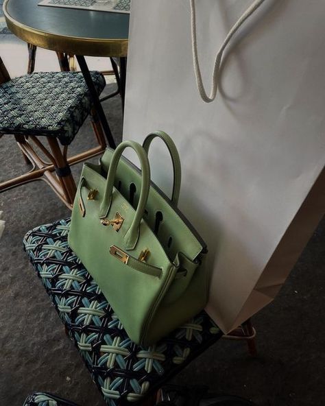 Trang Dang on Instagram: "My shopping companion (in keeping with the green theme) 🍀 Sorry (but not really!) for bombarding you guys with this Vert Criquet lady all the times, I’m just loving it more and more each day!💚" Hermes Birkin Green, Magnolia Park, Green Theme, More And More, The Times, Each Day, Hermes Birkin, Birkin Bag, Magnolia