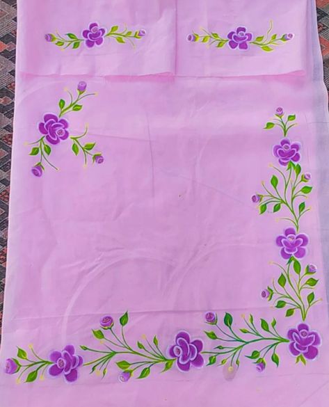 Suite Painting Design, Hand Painted Suits Latest, Handpainted Suits, Bedsheets Ideas, Bed Sheet Painting Design, Fabric Colour Painting, Fabric Paint Shirt, Flower Pattern Drawing, Fabric Paint Diy