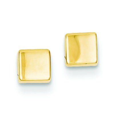 14K Yellow Gold Square Stud Earrings Ear Jewelry Square Gold Earrings, Popular Earrings, Square Stud Earrings, Chunky Earrings, Heart Dangle Earrings, Square Earrings Studs, Square Stud, Button Earrings, Earrings Studs