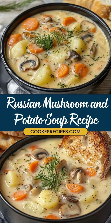 Potato And Mushroom Soup, Potato And Mushroom, Clean Eating Soup Recipes, Mushroom Soup Recipe, Potato Soup Easy, Soup Appetizers, Mushroom Soup Recipes, Soup Easy, Avocado Salad Recipes