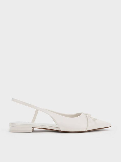 Every Trendy Pair of Flats to Add to Your Wardrobe in 2023 | Who What Wear Charles And Keith Shoes, Bridal Flats, Bridal Heels, Slingback Flats, Faux Leather Heels, Bow Shoes, White Heels, Pencil Skirts, Charles Keith