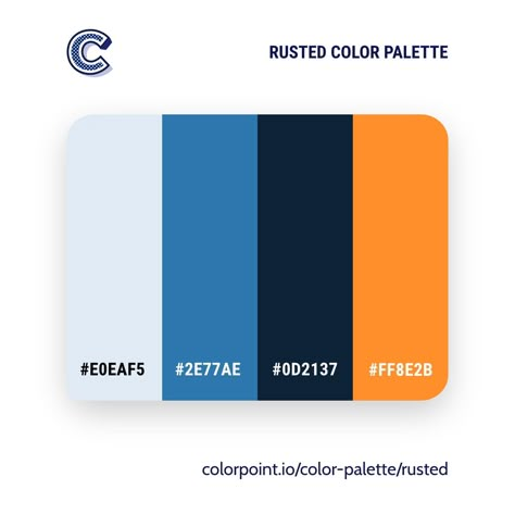 This bright and elegant color scheme brings together different shades of blue color. This combination is elegantly complemented by a vivid and brash shade of orange.

#art, #beautiful, #behance, #color, #colored, #colores #colorful, #coloring, #colorist, #colorpalette, #colors, #colour, #colourfull, #creative, #design, #designed, #designer, #designs, #dribbble, #elegant, #inspiration, #instaart, #madewithcolorpoint, #style, #ui, #uidesign, #ux, #uxdesign, #webdesign, #webdesigner Color Schemes Orange And Blue, Navy And Neon Color Palette, Blue And Orange Website, Orange And Blue Colour Palette, Blue Orange Color Palette, Contrast Colour Combination, Orange And Blue Color Palette, Corporate Colors, Orange Colour Palette