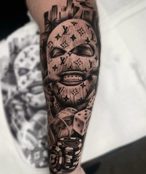 Boss Tattoo For Men, Inside Leg Tattoo Men, Gangsta Leg Tattoo, Chicano Leg Tattoo, Chicano Hand Tattoo, Tattoo For Men Arm, Chicano Tattoos Gangsters, Limited Edition Tattoo, Tattoo Gangster