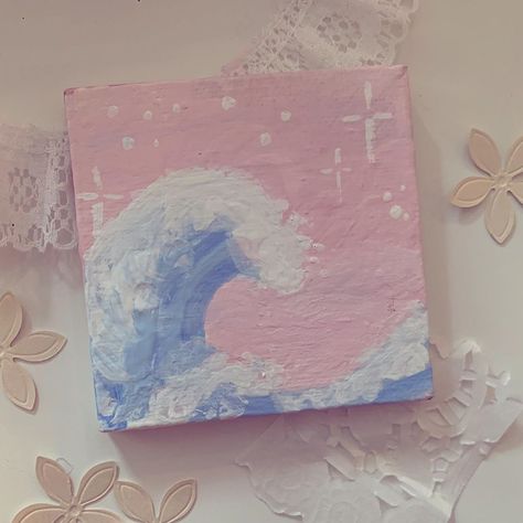 Aesthetic Painting Ideas, Posca Art, Small Canvas Paintings, The Great Wave, Simple Canvas Paintings, Cute Canvas Paintings, Canvas Drawings, Cute Paintings, Canvas Painting Diy